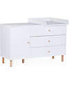 Childhome Cassettiera con Fasciatoio Removibile - Bianco - 3 Cassetti + 1 Anta con Ripiani Cassettiere
