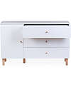 Childhome Cassettiera con Fasciatoio Removibile - Bianco - 3 Cassetti + 1 Anta con Ripiani Cassettiere
