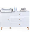 Childhome Cassettiera con Fasciatoio Removibile - Bianco - 3 Cassetti + 1 Anta con Ripiani Cassettiere