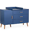 Childhome Cassettiera con Fasciatoio Removibile - Blu - 3 Cassetti + 1 Anta con Ripiani Cassettiere