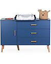 Childhome Cassettiera con Fasciatoio Removibile - Blu - 3 Cassetti + 1 Anta con Ripiani Cassettiere