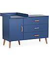 Childhome Cassettiera con Fasciatoio Removibile - Blu - 3 Cassetti + 1 Anta con Ripiani Cassettiere