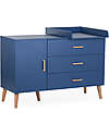 Childhome Cassettiera con Fasciatoio Removibile - Blu - 3 Cassetti + 1 Anta con Ripiani Cassettiere