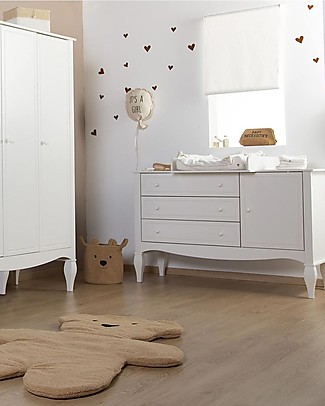 Childhome Cassettiera Extra-Large Romantic Bianca - 3 Cassetti + Fasciatoio + Mensole Cassettiere_