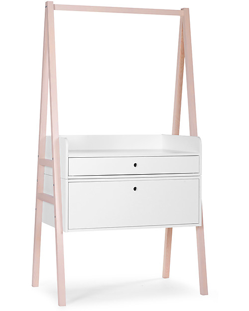 Childhome Cassettiera/Fasciatoio Convertibile Nordic Acacia, Bianco - Si trasforma in scrivania! Cassettiere