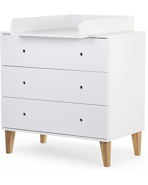 Childhome Cassettiera Lalande Bianco - 3 Cassetti + Fasciatoio Cassettiere