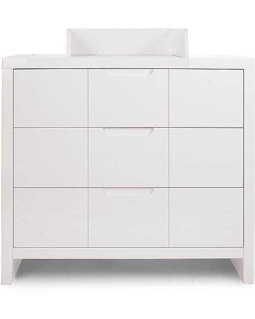 Childhome Cassettiera Quadro Bianca - 3 Cassetti + Fasciatoio Cassettiere