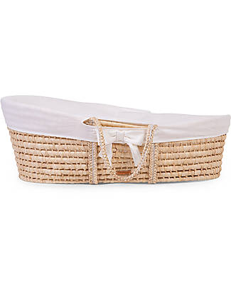 Childhome Cesta Portabebè Moses con Materasso + Rivestimento + Maniglie - 84x47 cm - Bianco Culle e Ceste