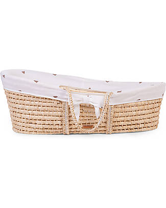 Childhome Cesta Portabebè Moses con Materasso + Rivestimento + Maniglie - 84x47 cm - Cuori Culle e Ceste