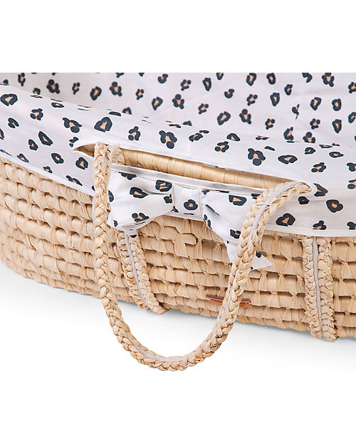 Childhome Cesta Portabebè Moses con Materasso + Rivestimento + Maniglie - 84x47 cm - Leopardato Culle e Ceste