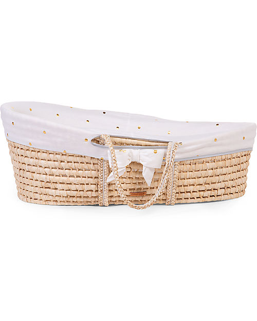 Childhome Cesta Portabebè Moses con Materasso + Rivestimento + Maniglie - 84x47 cm - Pois Culle e Ceste