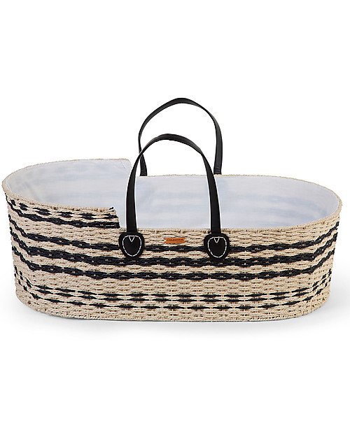 Childhome Cesta Portabebè Moses Natural con Materasso + Rivestimento + Maniglie - 84x45 cm Culle e Ceste