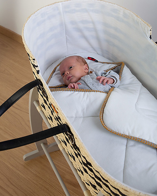 Childhome Cesta Portabebè Moses Natural con Materasso + Rivestimento + Maniglie - 84x45 cm Culle e Ceste
