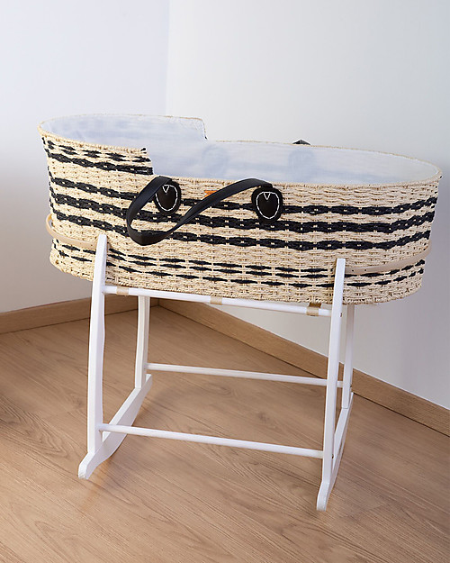 Childhome Cesta Portabebè Moses Natural con Materasso + Rivestimento + Maniglie - 84x45 cm Culle e Ceste