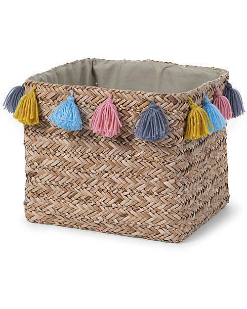 Childhome Cesto Portaoggetti con Nappe, 32 x 32 x 30 cm Contenitori Portaoggetti