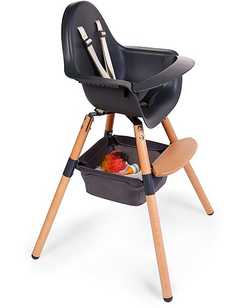 Childhome Cesto Portaoggetti per Seggiolone Evolu, Antracite - 30x30x13 cm Accessori per Seggioloni