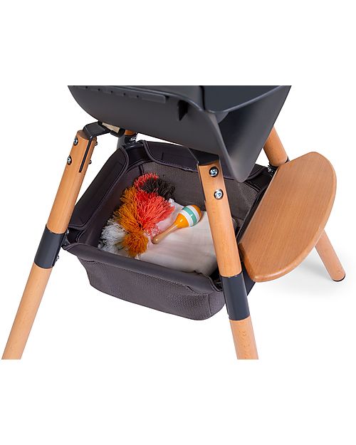Childhome Cesto Portaoggetti per Seggiolone Evolu, Antracite - 30x30x13 cm Accessori per Seggioloni