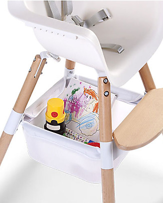 Childhome Cesto Portaoggetti per Seggiolone Evolu, Bianco - 24x15 cm Contenitori Porta Giochi_