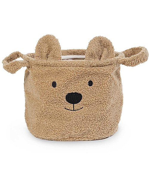 Childhome Cesto Portaoggetti Teddy Beige - 25x20x20 cm - Ultra-morbido! Contenitori Porta Giochi