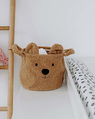 Childhome Cesto Portaoggetti Teddy Beige - 25x20x20 cm - Ultra-morbido! Contenitori Porta Giochi