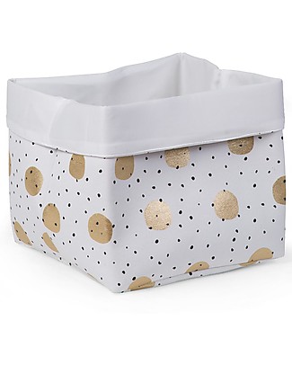 Childhome Contenitore a Pois Dorati - 32x32x29 cm Contenitori Portaoggetti