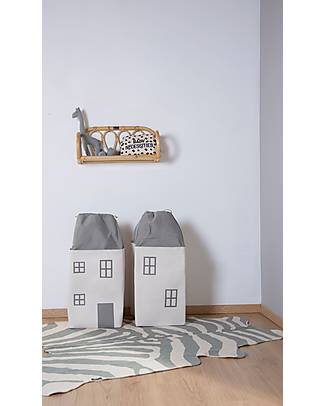 Childhome Contenitore Portagiochi Casetta, Bianco/Grigio - 32x32x73 cm Contenitori Porta Giochi