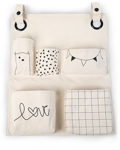 Childhome Contenitore Portaoggetti da Appendere, 100% Cotone - 60x50x5 cm Portaoggetti da Muro