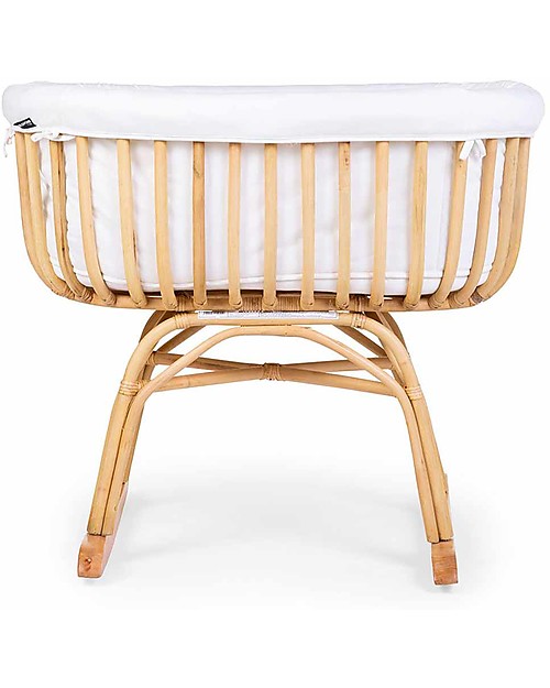 Childhome Culla a Dondolo in Rattan con Materasso e Rivestimento - Naturale - 90x50x70 cm Culle e Ceste