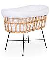 Childhome Culla in Rattan con Base in Metallo con Materasso e Rivestimento - Naturale - 90 x 50 x 71 cm Culle e Ceste