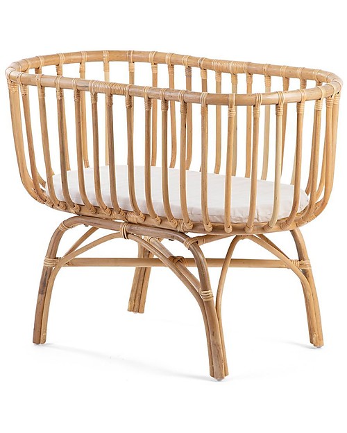 Childhome Culla in Rattan con Materasso, Naturale - 90 x 50 x 70 cm Culle e Ceste