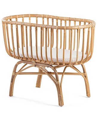 Childhome Culla in Rattan con Materasso, Naturale - 90 x 50 x 70 cm Culle e Ceste