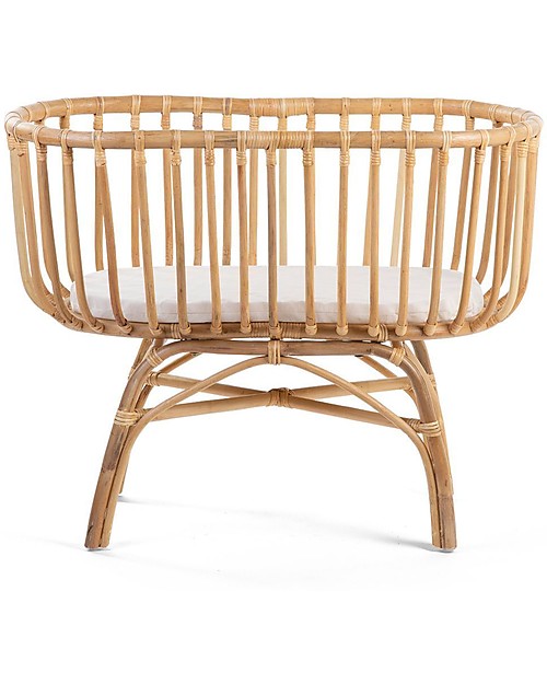 Childhome Culla in Rattan con Materasso, Naturale - 90 x 50 x 70 cm Culle e Ceste