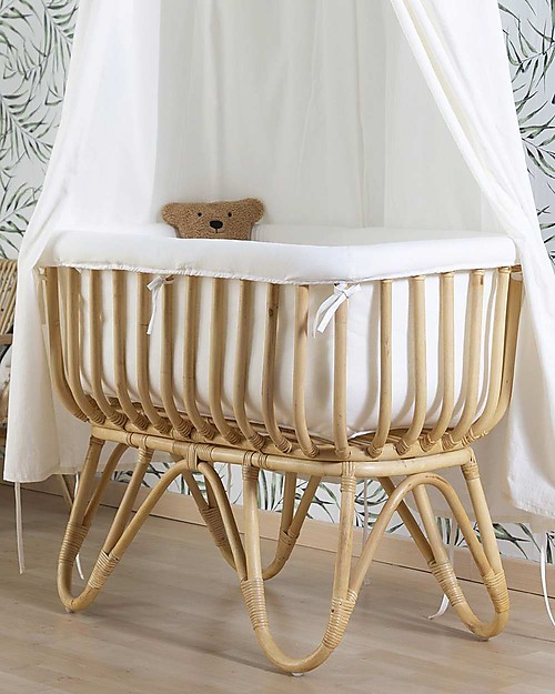 Childhome Culla in Rattan con Materasso - Naturale - 90 x 50 x 70 cm Culle e Ceste
