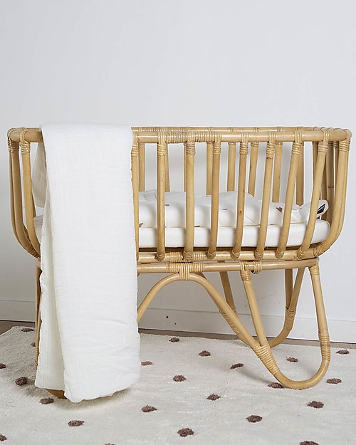 Childhome Culla in Rattan con Materasso - Naturale - 90 x 50 x 70 cm Culle e Ceste