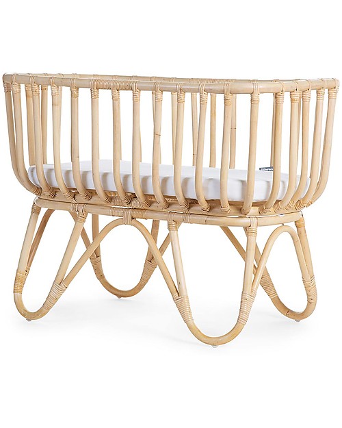 Childhome Culla in Rattan con Materasso - Naturale - 90 x 50 x 70 cm Culle e Ceste