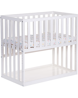 Childhome Culla Next to Me Bedside con Ruote, 90x50 cm, Legno di Faggio, Bianco - Ideale accanto al letto dei genitori! Culle Co-Sleeping