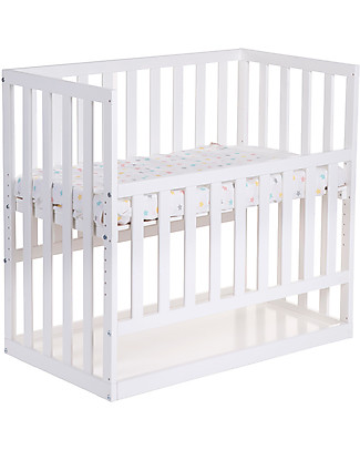 Childhome Culla Next to Me Bedside con Ruote, 90x50 cm, Legno di Faggio, Bianco - Ideale accanto al letto dei genitori! Culle Co-Sleeping