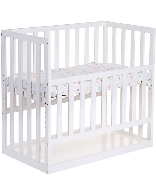 Childhome Culla Next to Me Bedside con Ruote, 90x50 cm, Legno di Faggio, Bianco - Ideale accanto al letto dei genitori! Culle Next To Me