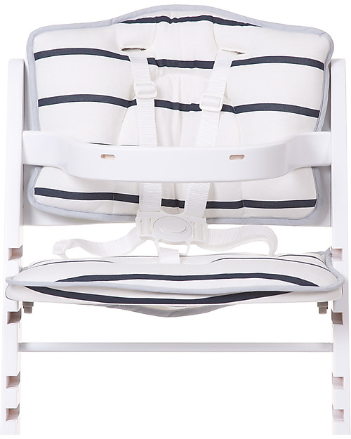 Childhome Cuscino per Seggiolone Evolutivo Lambda 2 e 3, Righe bianche/blu - Set di 2, 100% jersey di cotone Accessori per Seggioloni