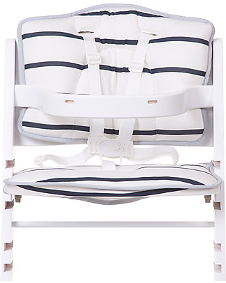 Childhome Cuscino per Seggiolone Evolutivo Lambda 2 e 3, Righe bianche/blu - Set di 2, 100% jersey di cotone Seggioloni