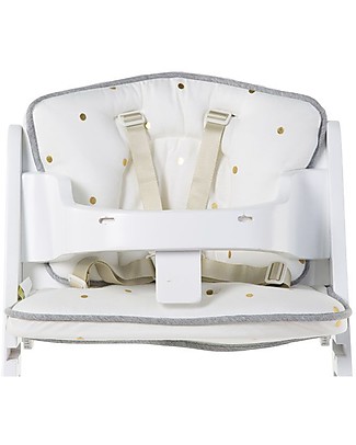 Childhome Cuscino per Seggiolone Evolutivo Lambda, Pois Dorati - 100% cotone Seggioloni Pappa