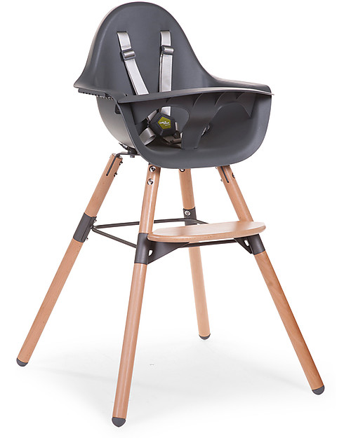 Childhome Evolu 2 Chair Seggiolone Evolutivo e Convertibile - Antracite/Legno - Da 6 mesi a 6 anni Seggioloni Pappa