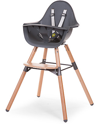 Childhome Evolu 2 Chair Seggiolone Evolutivo e Convertibile - Antracite/Legno - Da 6 mesi a 6 anni Seggioloni