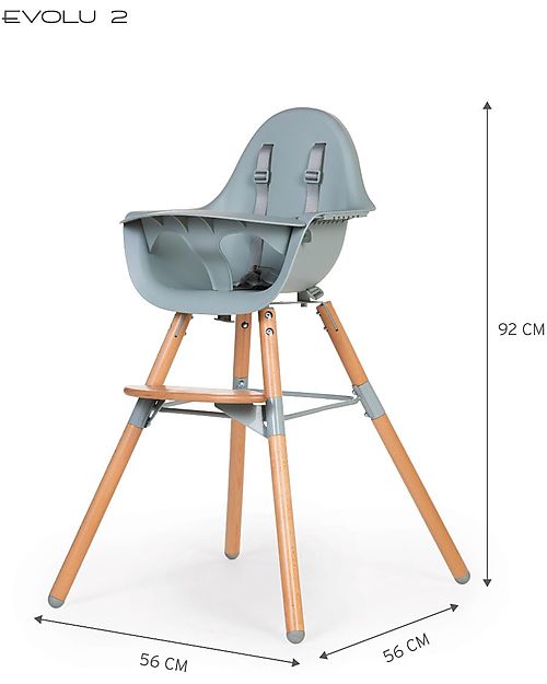 Childhome Evolu 2 Chair Seggiolone Evolutivo e Convertibile - Naturale/Menta - da 6 mesi a 6 anni Seggioloni Pappa