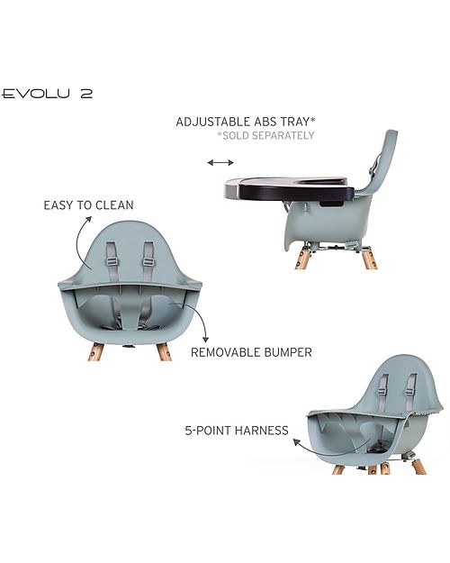 Childhome Evolu 2 Chair Seggiolone Evolutivo e Convertibile - Naturale/Menta - da 6 mesi a 6 anni Seggioloni Pappa
