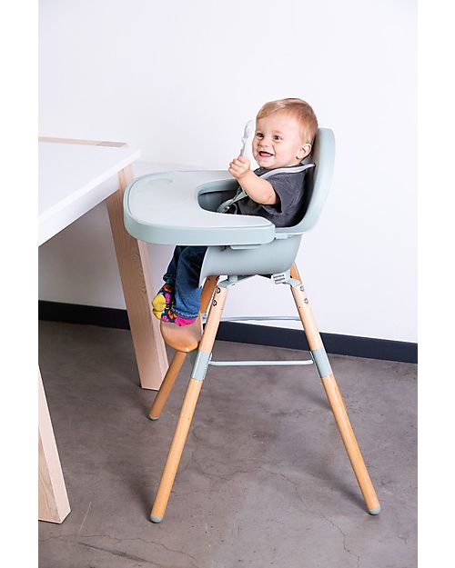 Childhome Evolu 2 Chair Seggiolone Evolutivo e Convertibile - Naturale/Menta - da 6 mesi a 6 anni Seggioloni Pappa