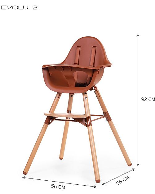 Childhome Evolu 2 Chair Seggiolone Evolutivo e Convertibile - Naturale/Ruggine - da 6 mesi a 6 anni Seggioloni Pappa