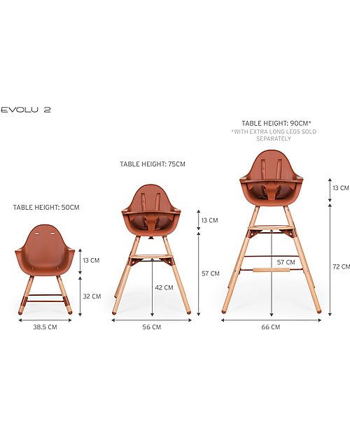Childhome Evolu 2 Chair Seggiolone Evolutivo e Convertibile - Naturale/Ruggine - da 6 mesi a 6 anni Seggioloni Pappa