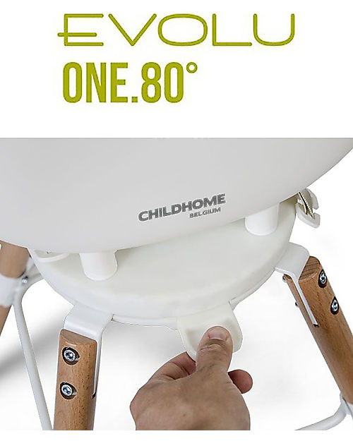 Childhome Evolu ONE.80° Seggiolone Evolutivo e Convertibile + Prolunghe  Extra, Bianco - Seduta Girevole! unisex (bambini)