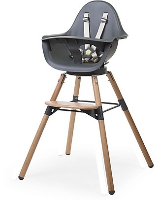 Childhome Evolu ONE.80° Seggiolone Evolutivo e Convertibile Antracite - Seduta Girevole a 180° Seggioloni Pappa